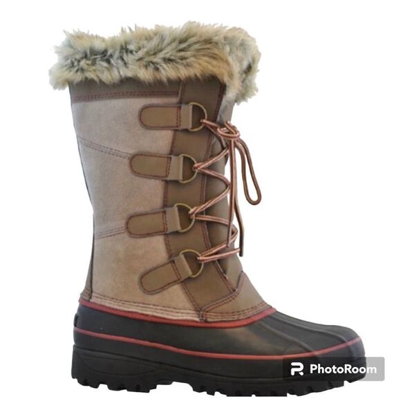 Khombu Women's Tan North Star Ladies Waterproof Winter Boots Leather 9 - Picture 1 of 12